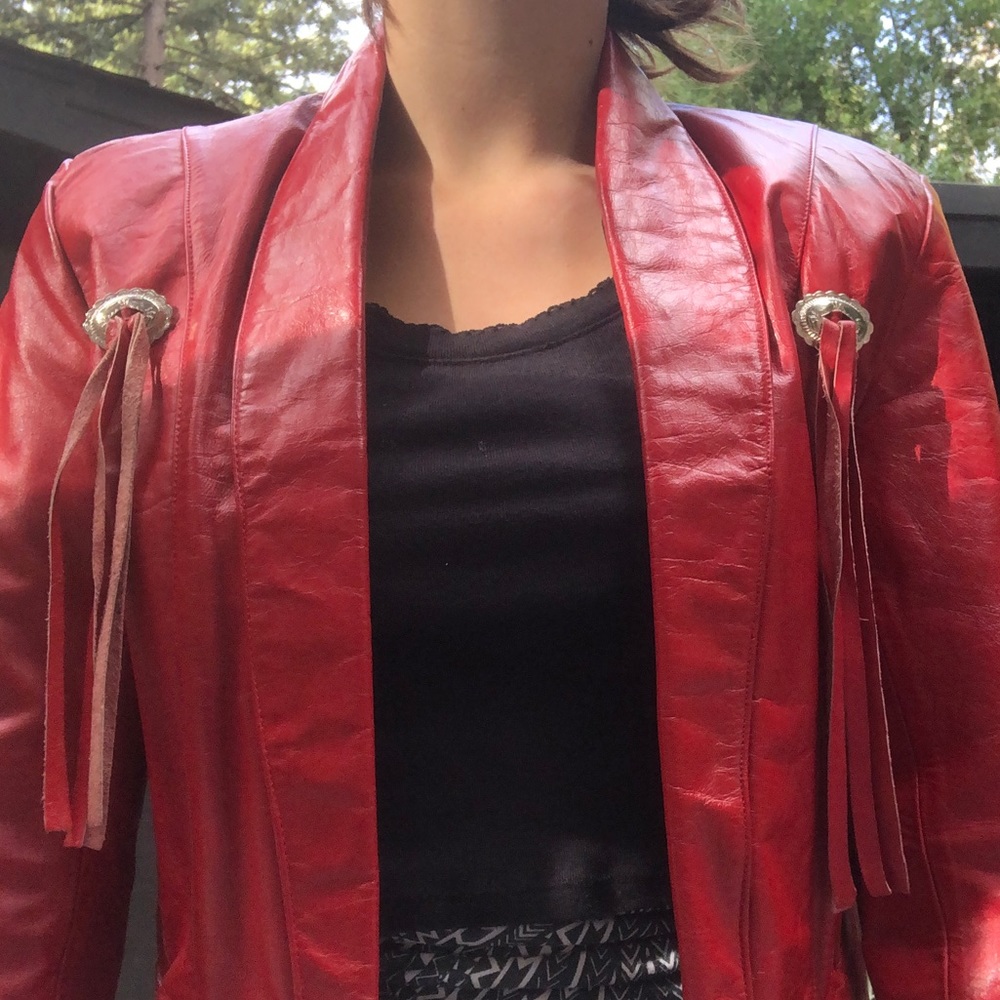 red leather jacket